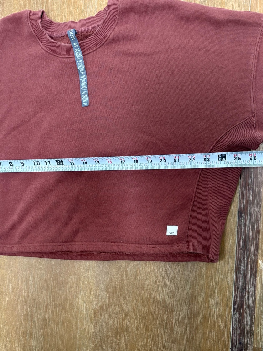 Vuori Boxy Cropped Crewneck Sweatshirt in Rust Brown - Picture 8 of 10